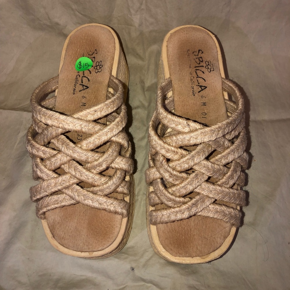 Slightly worn slip on shoes